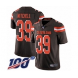 Men's Cleveland Browns #39 Terrance Mitchell Brown Team Color Vapor Untouchable Limited Player 100th Season Football Jersey