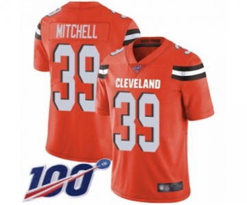 Men's Cleveland Browns #39 Terrance Mitchell Orange Alternate Vapor Untouchable Limited Player 100th Season Football Jersey