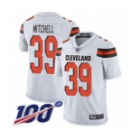 Men's Cleveland Browns #39 Terrance Mitchell White Vapor Untouchable Limited Player 100th Season Football Jersey