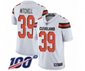 Men's Cleveland Browns #39 Terrance Mitchell White Vapor Untouchable Limited Player 100th Season Football Jersey