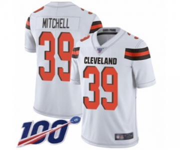 Men's Cleveland Browns #39 Terrance Mitchell White Vapor Untouchable Limited Player 100th Season Football Jersey