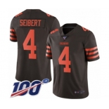 Men's Cleveland Browns #4 Austin Seibert Limited Brown Rush Vapor Untouchable 100th Season Football Jersey