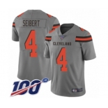 Men's Cleveland Browns #4 Austin Seibert Limited Gray Inverted Legend 100th Season Football Jersey