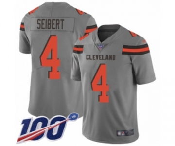 Men's Cleveland Browns #4 Austin Seibert Limited Gray Inverted Legend 100th Season Football Jersey