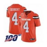 Men's Cleveland Browns #4 Austin Seibert Orange Alternate Vapor Untouchable Limited Player 100th Season Football Jersey