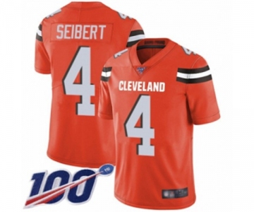 Men's Cleveland Browns #4 Austin Seibert Orange Alternate Vapor Untouchable Limited Player 100th Season Football Jersey