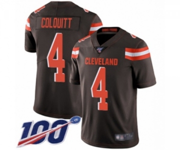 Men's Cleveland Browns #4 Britton Colquitt Brown Team Color Vapor Untouchable Limited Player 100th Season Football Jersey