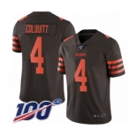 Men's Cleveland Browns #4 Britton Colquitt Limited Brown Rush Vapor Untouchable 100th Season Football Jersey