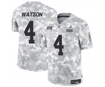 Men's Cleveland Browns #4 Deshaun Watson 2024 F.U.S.E Arctic Camo Salute To Service Limited Stitched Football Jersey