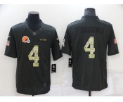 Men's Cleveland Browns #4 Deshaun Watson Black Salute to Service Limited Stitched Jersey