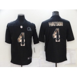 Men's Cleveland Browns #4 Deshaun Watson Black Statue of Liberty Limited Stitched Jersey