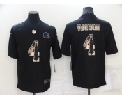 Men's Cleveland Browns #4 Deshaun Watson Black Statue of Liberty Limited Stitched Jersey