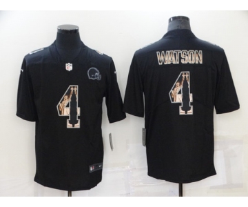 Men's Cleveland Browns #4 Deshaun Watson Black Statue of Liberty Limited Stitched Jersey