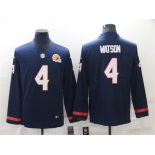 Men's Cleveland Browns #4 Deshaun Watson Nike Navy Blue Therma Long Sleeve Limited Jersey