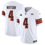 Men's Cleveland Browns #4 Deshaun Watson White 2024 F.U.S.E. With 2-Star C Patch 1946 Collection Vapor Untouchable Limited Stitched Jersey