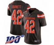 Men's Cleveland Browns #42 Morgan Burnett Brown Team Color Vapor Untouchable Limited Player 100th Season Football Jersey