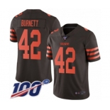 Men's Cleveland Browns #42 Morgan Burnett Limited Brown Rush Vapor Untouchable 100th Season Football Jersey