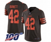 Men's Cleveland Browns #42 Morgan Burnett Limited Brown Rush Vapor Untouchable 100th Season Football Jersey