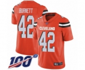 Men's Cleveland Browns #42 Morgan Burnett Orange Alternate Vapor Untouchable Limited Player 100th Season Football Jersey