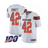 Men's Cleveland Browns #42 Morgan Burnett White Vapor Untouchable Limited Player 100th Season Football Jersey