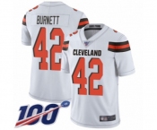 Men's Cleveland Browns #42 Morgan Burnett White Vapor Untouchable Limited Player 100th Season Football Jersey