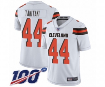 Men's Cleveland Browns #44 Sione Takitaki White Vapor Untouchable Limited Player 100th Season Football Jersey