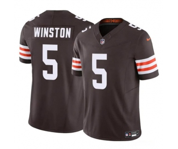 Men's Cleveland Browns #5 Jameis Winston Brown 2023 F.U.S.E Vapor Limited Football Stitched Jersey