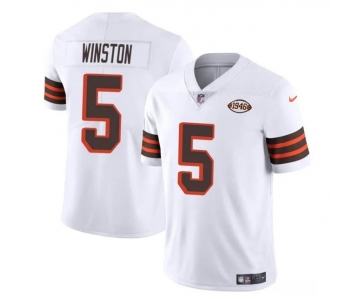 Men's Cleveland Browns #5 Jameis Winston White 1946 Collection Vapor Limited Football Stitched Jersey