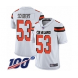 Men's Cleveland Browns #53 Joe Schobert White Vapor Untouchable Limited Player 100th Season Football Jersey