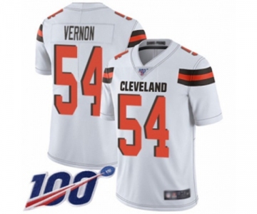 Men's Cleveland Browns #54 Olivier Vernon White Vapor Untouchable Limited Player 100th Season Football Jersey