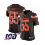 Men's Cleveland Browns #55 Genard Avery Brown Team Color Vapor Untouchable Limited Player 100th Season Football Jersey