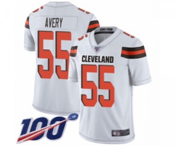 Men's Cleveland Browns #55 Genard Avery White Vapor Untouchable Limited Player 100th Season Football Jersey