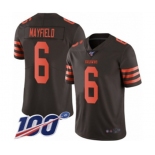 Men's Cleveland Browns #6 Baker Mayfield Limited Brown Rush 100th Season Vapor Untouchable Football Jersey