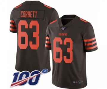 Men's Cleveland Browns #63 Austin Corbett Limited Brown Rush Vapor Untouchable 100th Season Football Jersey