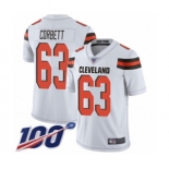 Men's Cleveland Browns #63 Austin Corbett White Vapor Untouchable Limited Player 100th Season Football Jersey