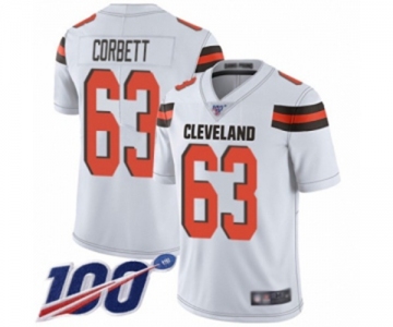 Men's Cleveland Browns #63 Austin Corbett White Vapor Untouchable Limited Player 100th Season Football Jersey