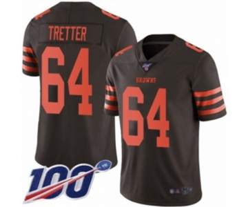 Men's Cleveland Browns #64 JC Tretter Limited Brown Rush Vapor Untouchable 100th Season Football Jersey