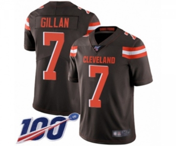 Men's Cleveland Browns #7 Jamie Gillan Brown Team Color Vapor Untouchable Limited Player 100th Season Football Jersey