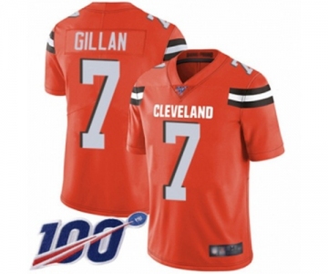 Men's Cleveland Browns #7 Jamie Gillan Orange Alternate Vapor Untouchable Limited Player 100th Season Football Jersey