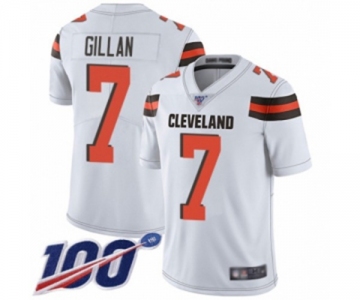 Men's Cleveland Browns #7 Jamie Gillan White Vapor Untouchable Limited Player 100th Season Football Jersey