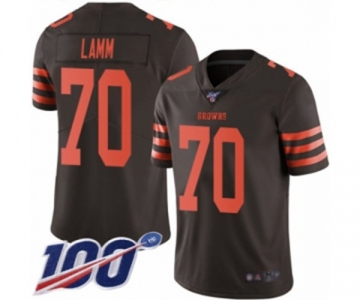 Men's Cleveland Browns #70 Kendall Lamm Limited Brown Rush Vapor Untouchable 100th Season Football Jersey