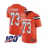 Men's Cleveland Browns #73 Joe Thomas Orange Alternate Vapor Untouchable Limited Player 100th Season Football Jersey