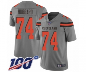 Men's Cleveland Browns #74 Chris Hubbard Limited Gray Inverted Legend 100th Season Football Jersey