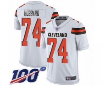 Men's Cleveland Browns #74 Chris Hubbard White Vapor Untouchable Limited Player 100th Season Football Jersey