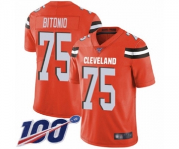 Men's Cleveland Browns #75 Joel Bitonio Orange Alternate Vapor Untouchable Limited Player 100th Season Football Jersey