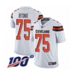 Men's Cleveland Browns #75 Joel Bitonio White Vapor Untouchable Limited Player 100th Season Football Jersey