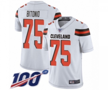 Men's Cleveland Browns #75 Joel Bitonio White Vapor Untouchable Limited Player 100th Season Football Jersey