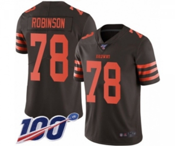 Men's Cleveland Browns #78 Greg Robinson Limited Brown Rush Vapor Untouchable 100th Season Football Jersey