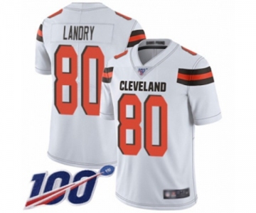 Men's Cleveland Browns #80 Jarvis Landry White Vapor Untouchable Limited Player 100th Season Football Jersey