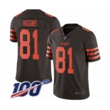 Men's Cleveland Browns #81 Rashard Higgins Limited Brown Rush Vapor Untouchable 100th Season Football Jersey